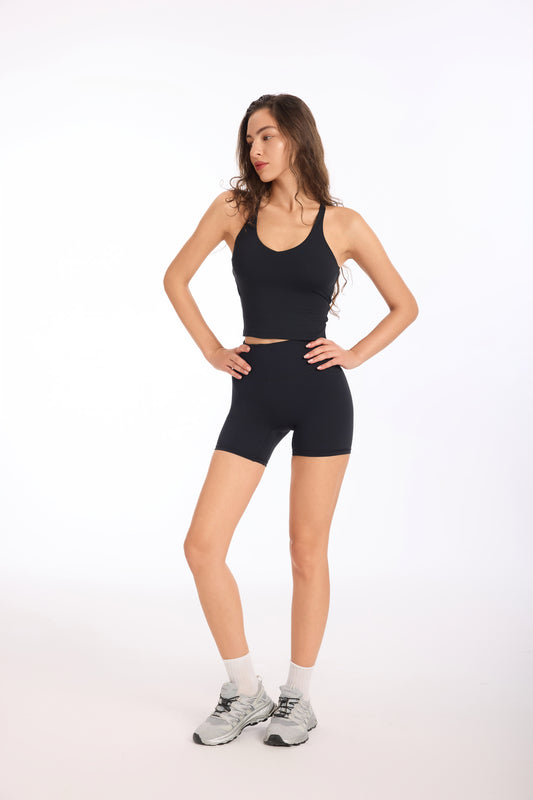 Aris Seamless Sculpt Recycled Fabric Short — Black Sesame