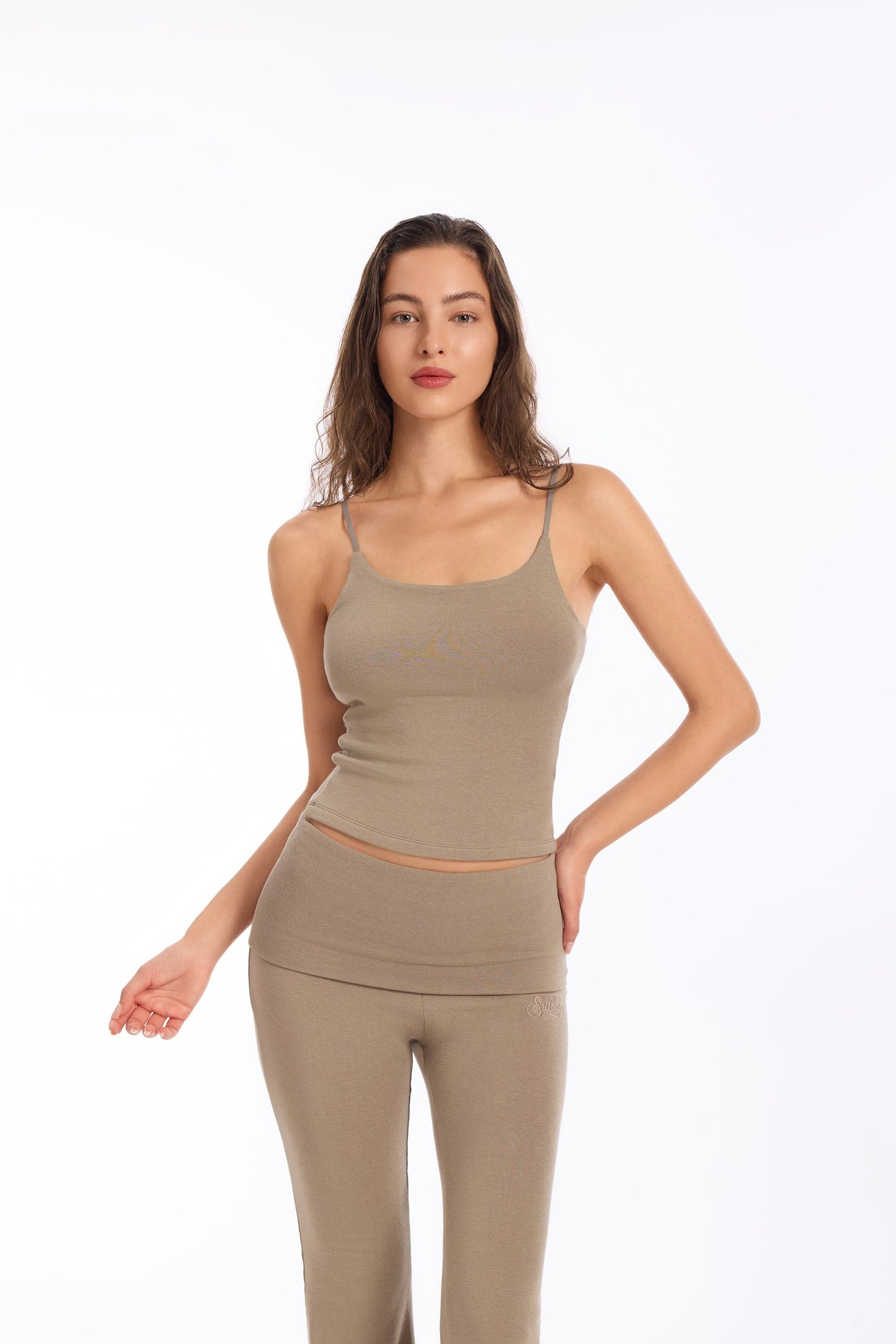 Amara 100% Cotton Rib Tank Top — Latte Beige