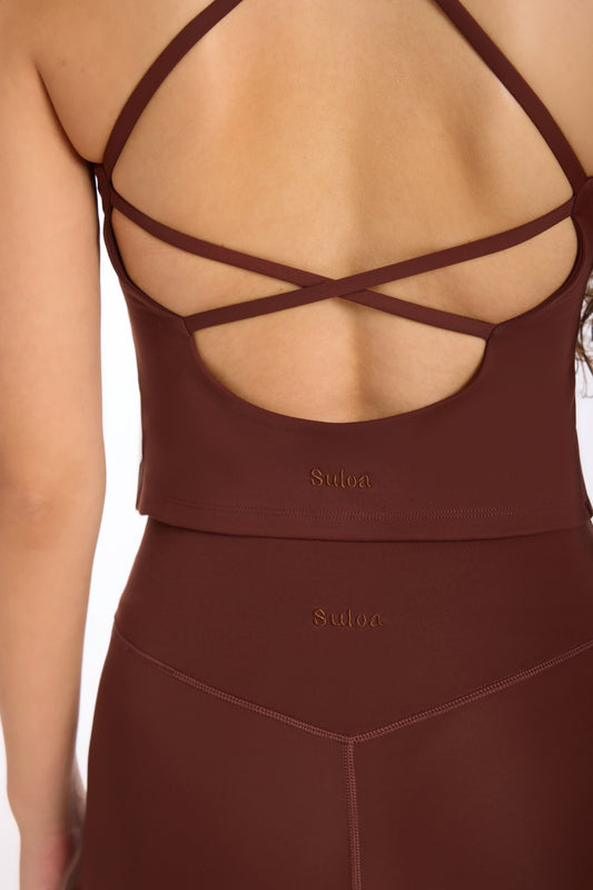 Aris Cross-Back Recycled Fabric Tank Top - Chestnut