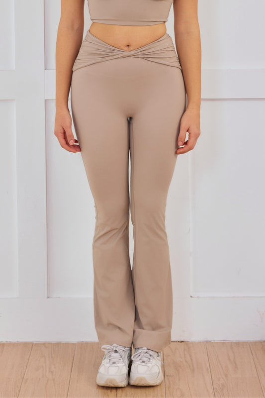 Haute Sculpt High-Rise Flare Leggings — Taupe
